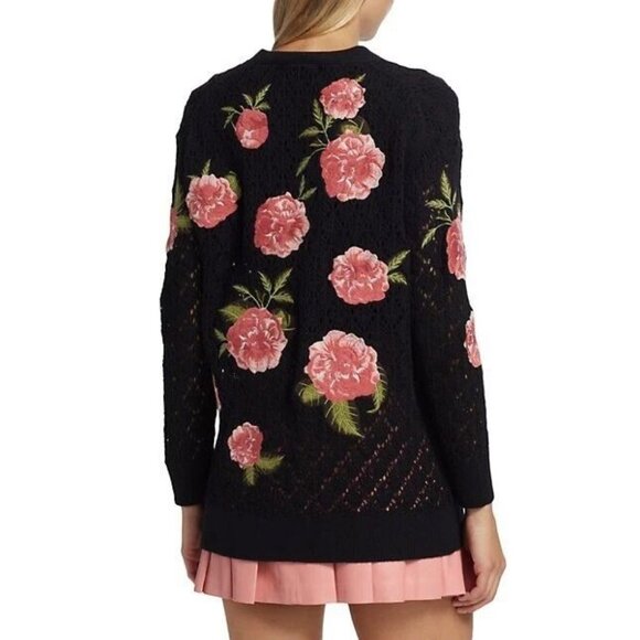 Alice + Olivia Bradford Embroidered Grandpa Floral Cardigan Medium NWT $595 - Picture 6 of 12